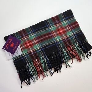 NEW Phenix 100% Cashmere Red Green Plaid Fringe Scarf Unisex